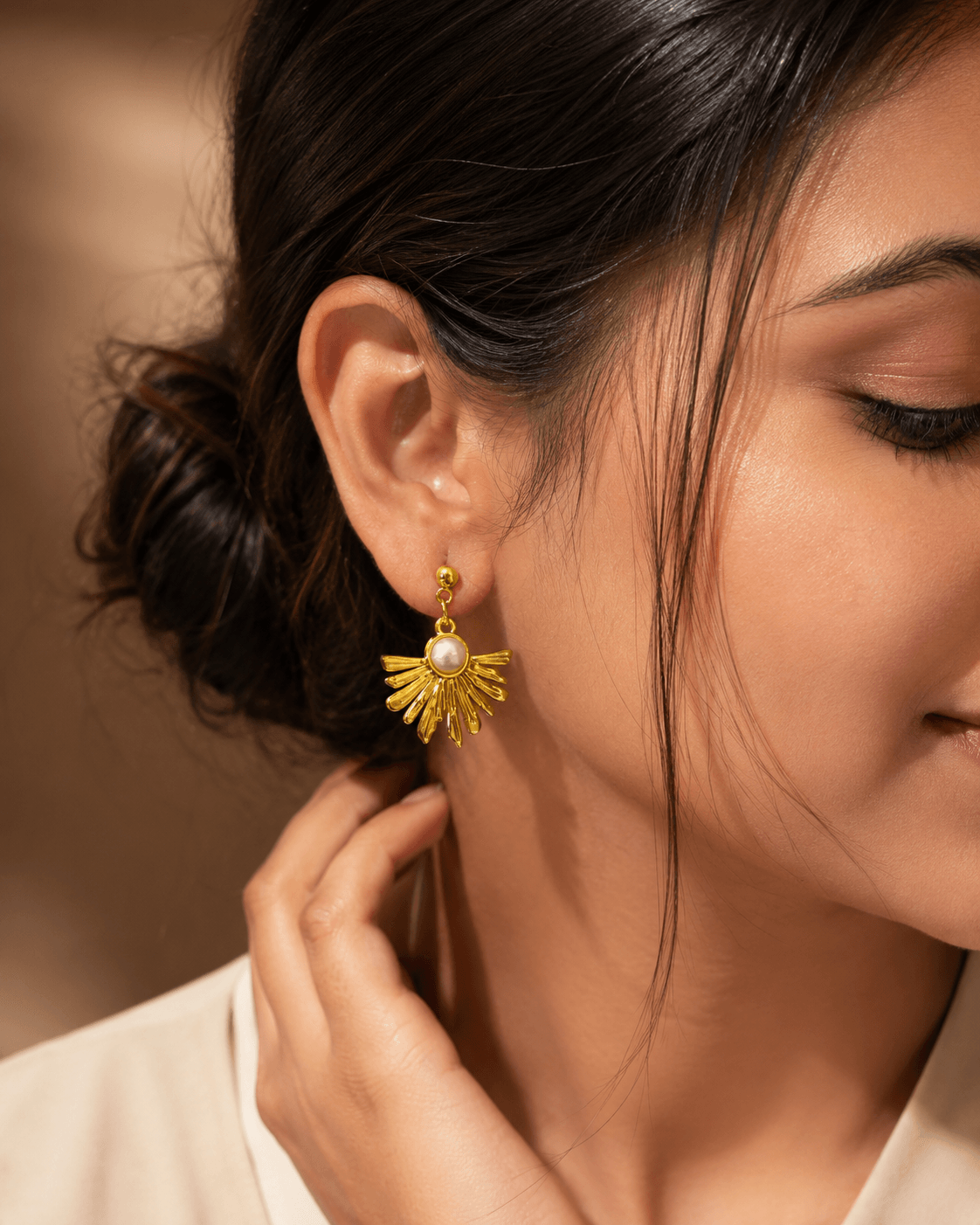 Golden Pearl Earrings