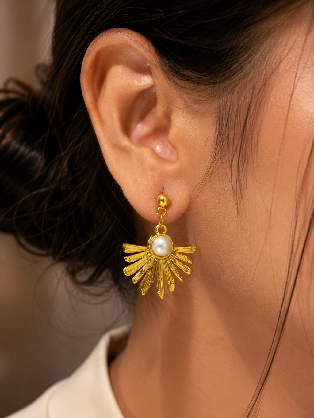 Golden Pearl Earrings