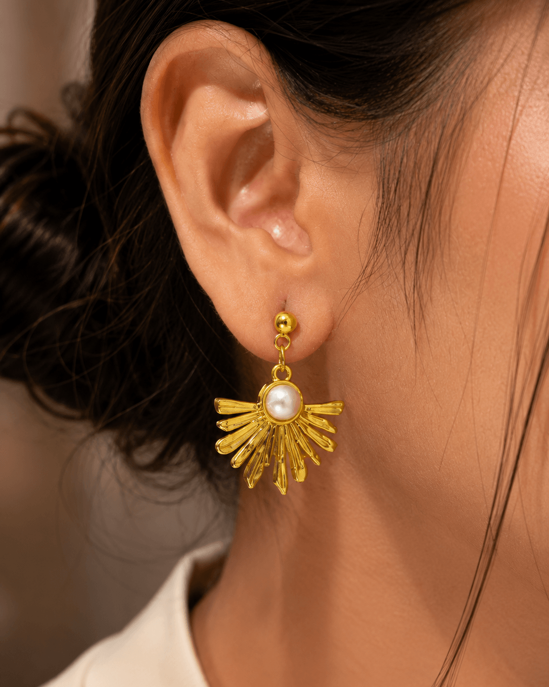 Golden Pearl Earrings