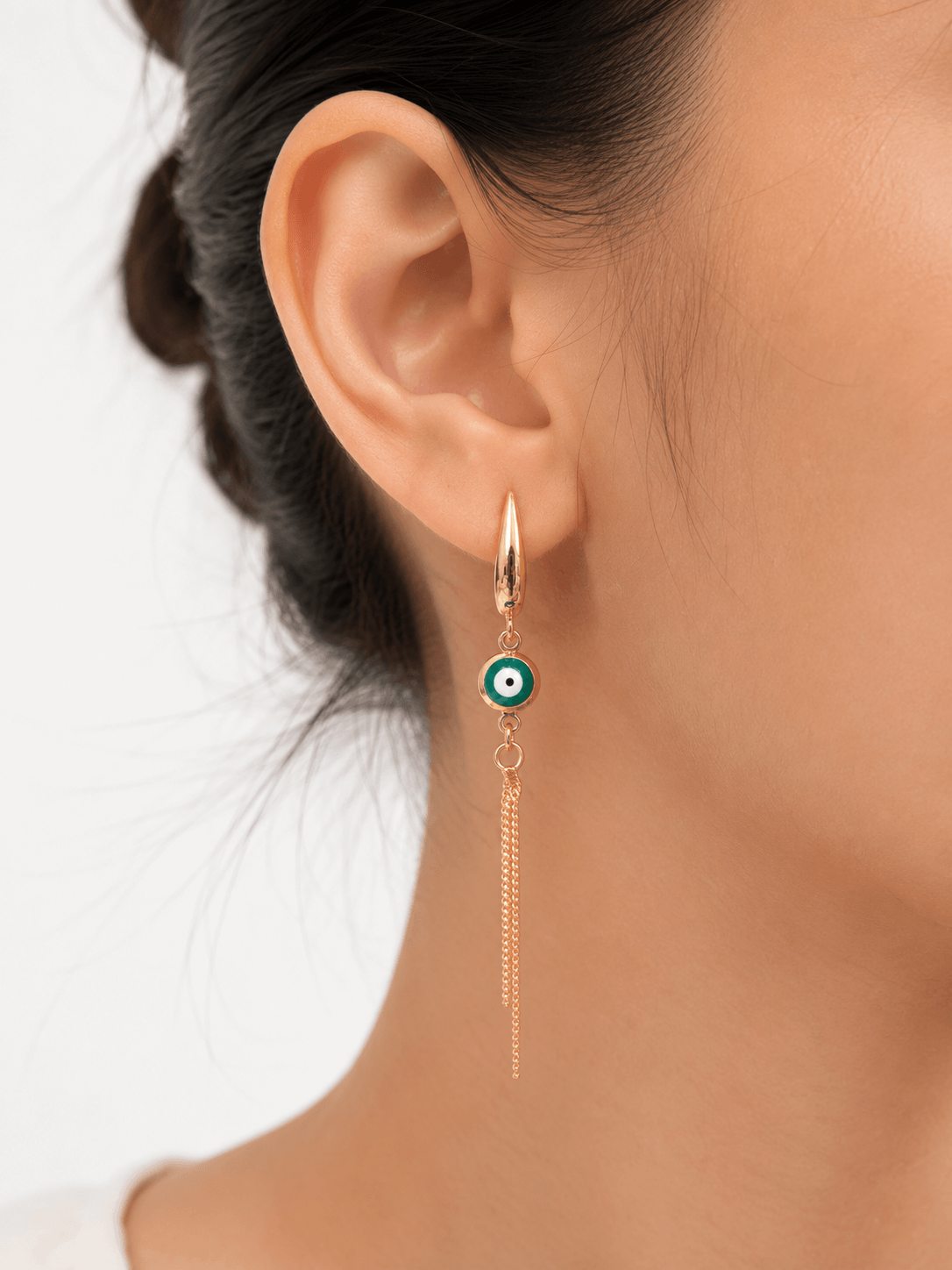 Evil Eye Tassel Hoops