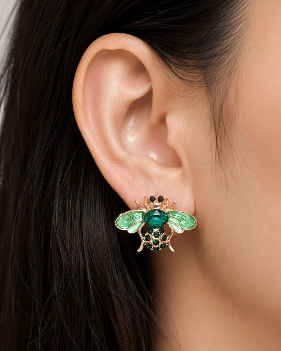 Emerald Bee Earrings 🐝💚