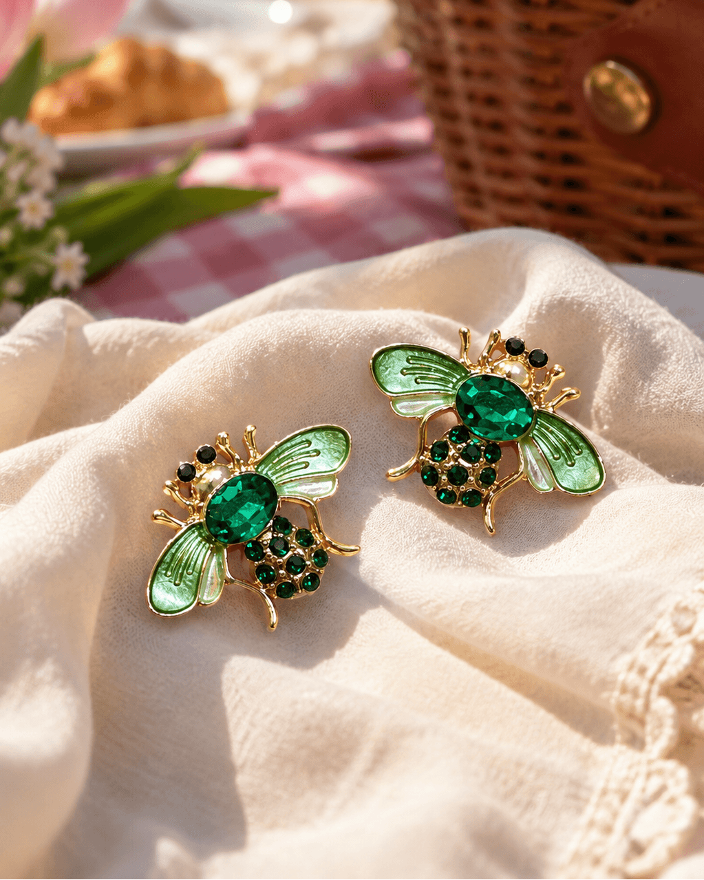 Emerald Bee Earrings 🐝💚