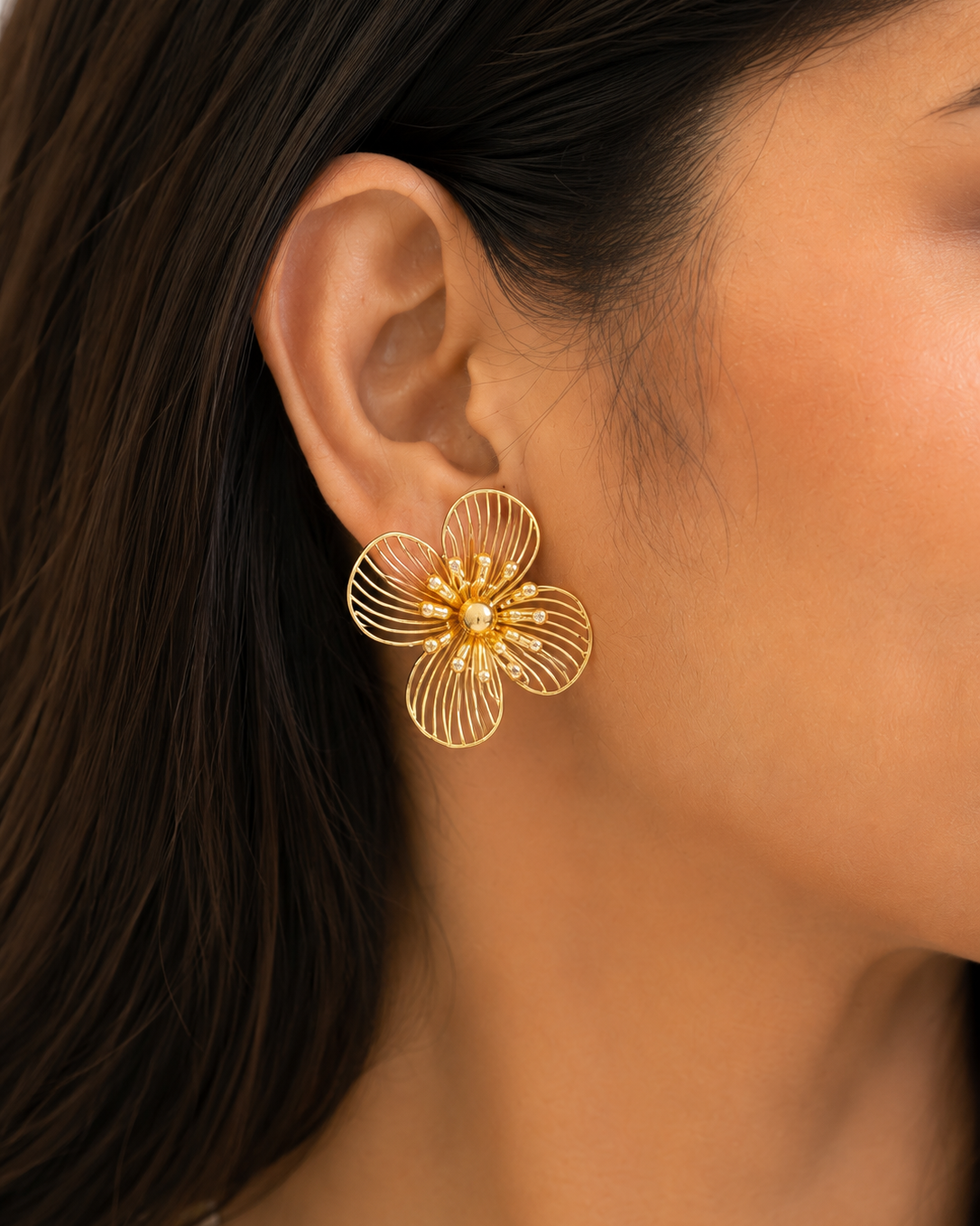 Golden Petal Bloom Earrings