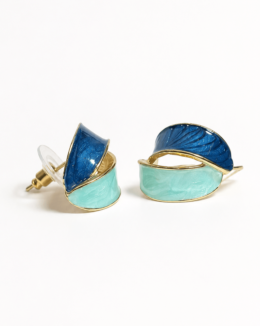 Ocean Wave Stud Earrings