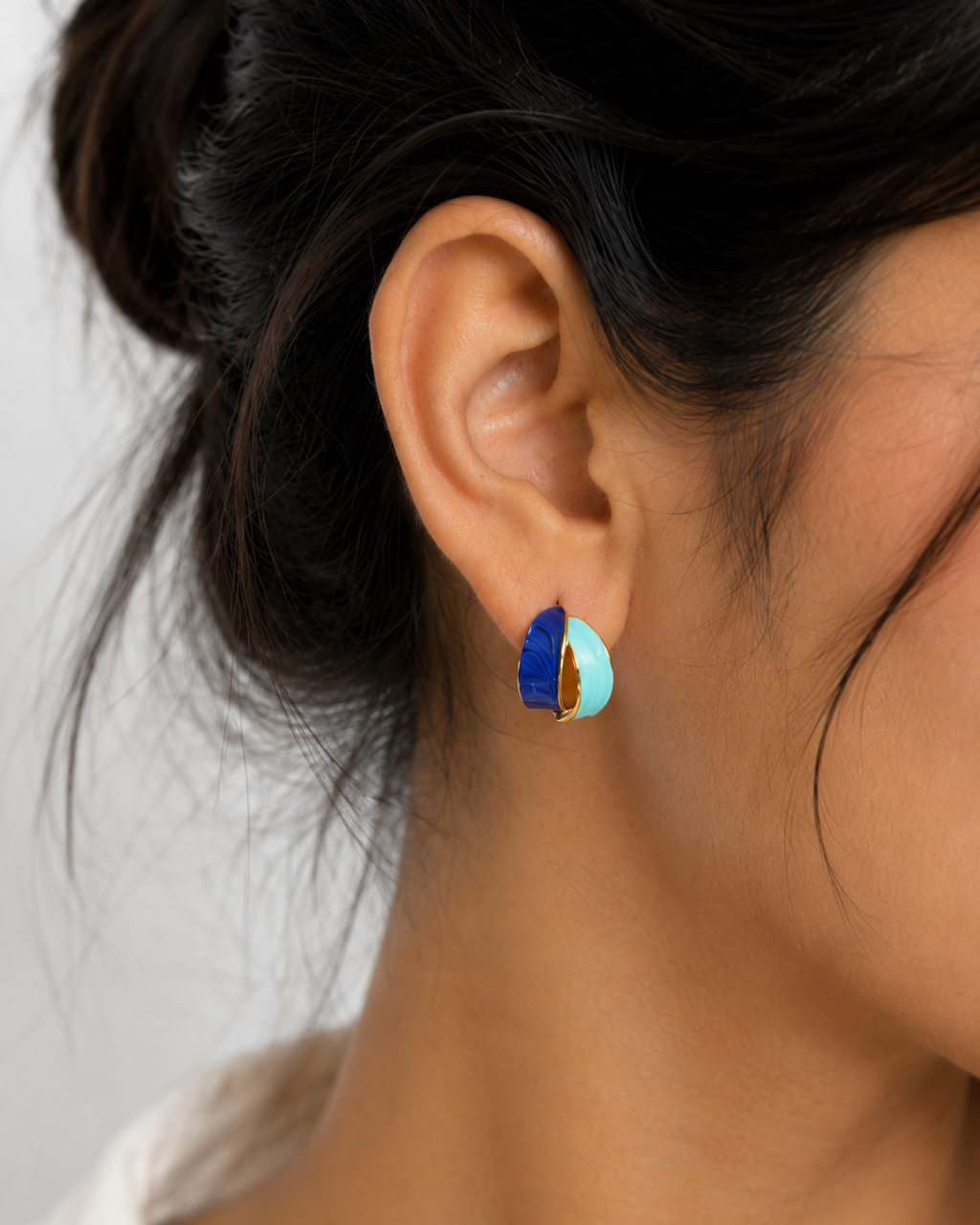 Ocean Wave Stud Earrings