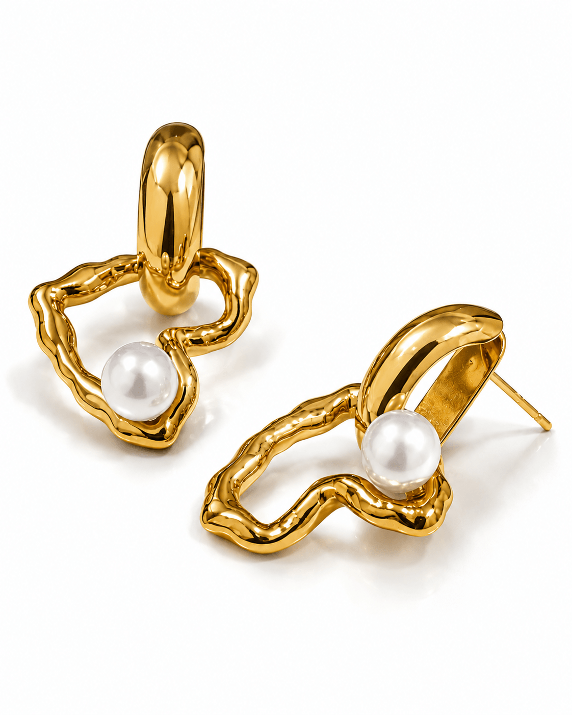 Anti-Tarnish Pearl Wave Earrings