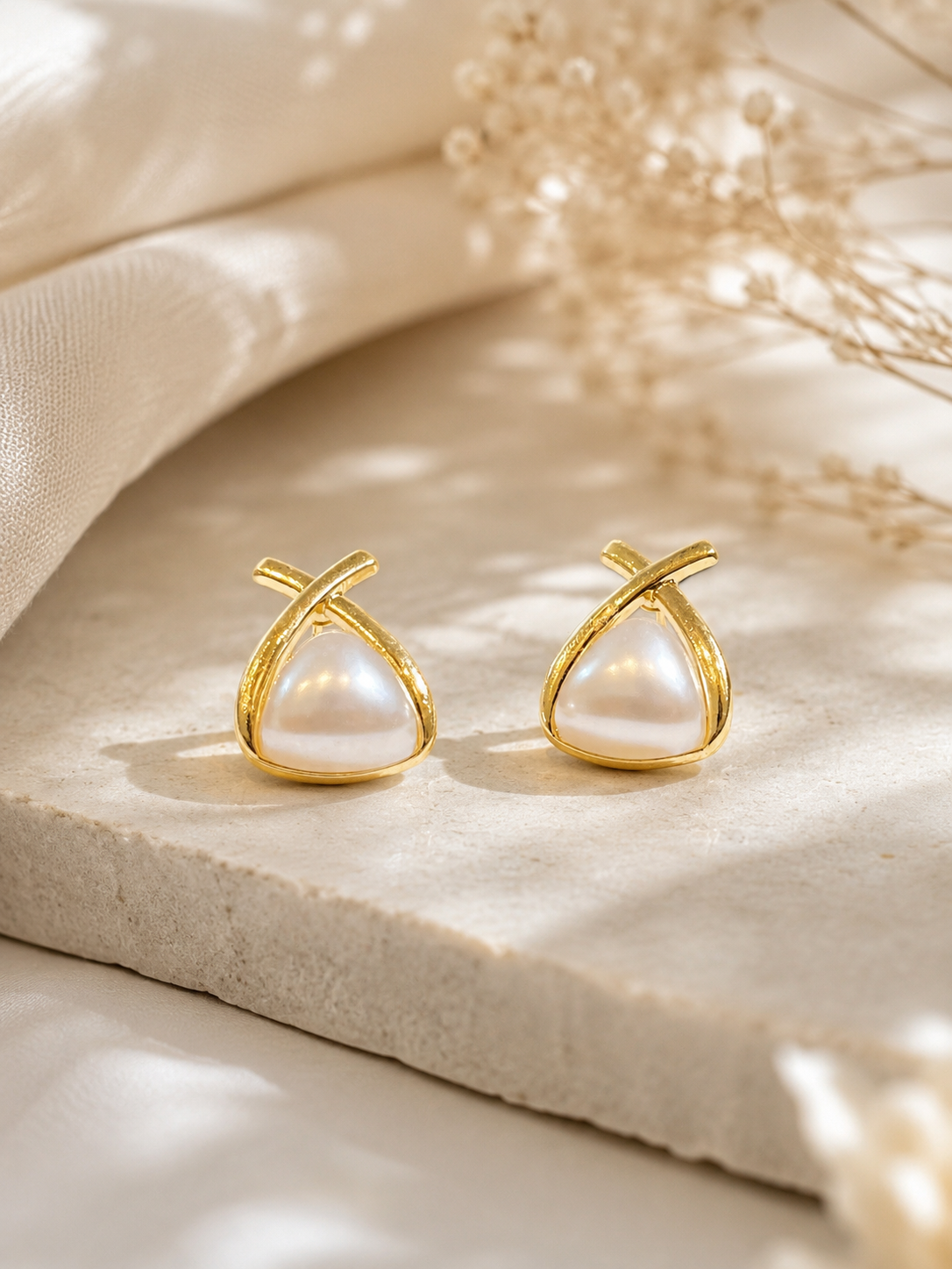 Pearl Knot Stud Earrings