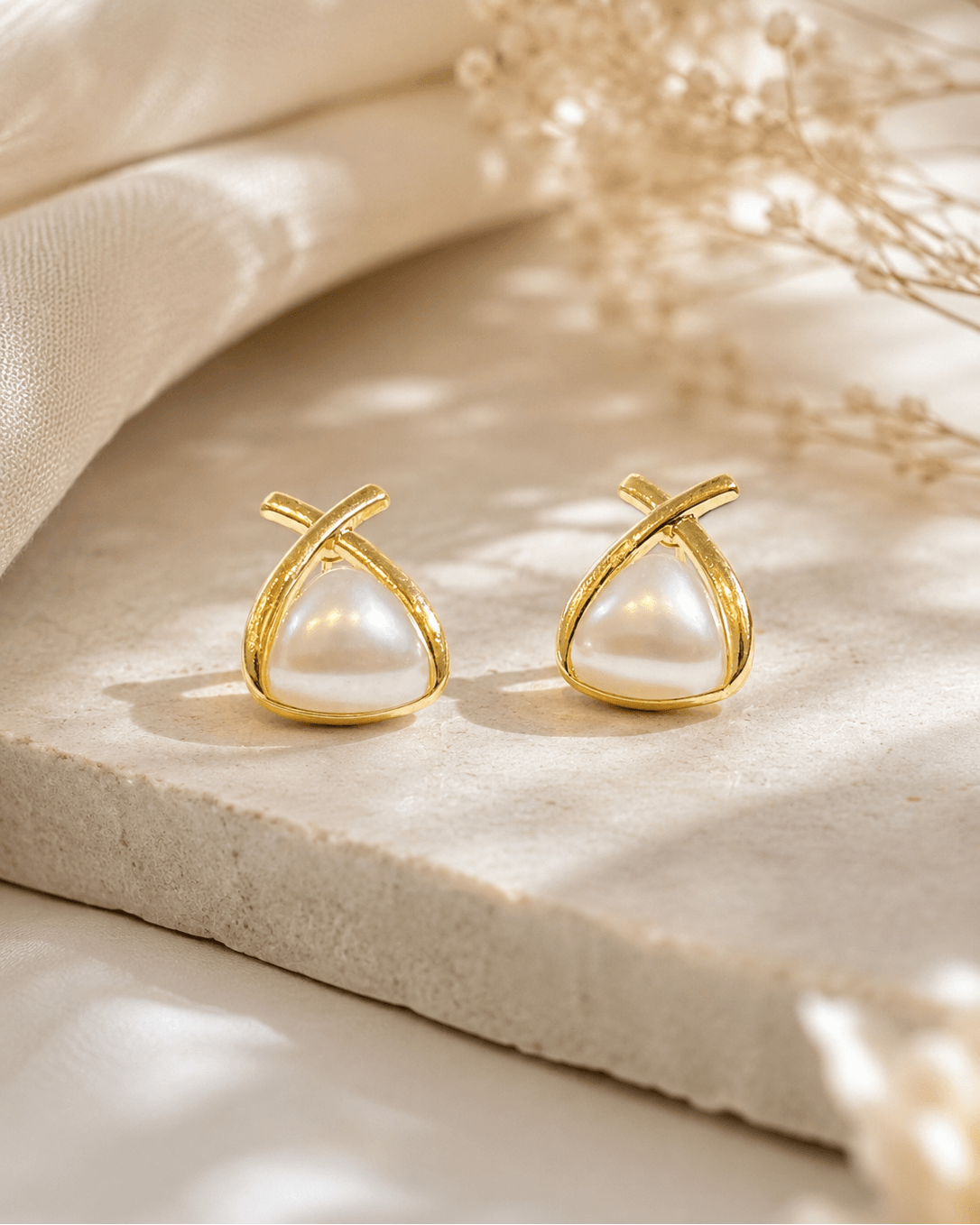 Pearl Knot Stud Earrings