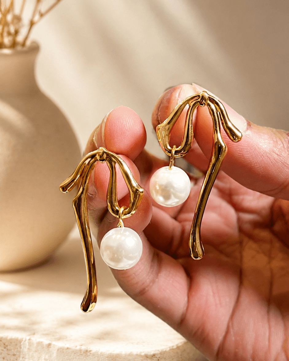 Anti-Tarnish Ribbon Drop Earrings