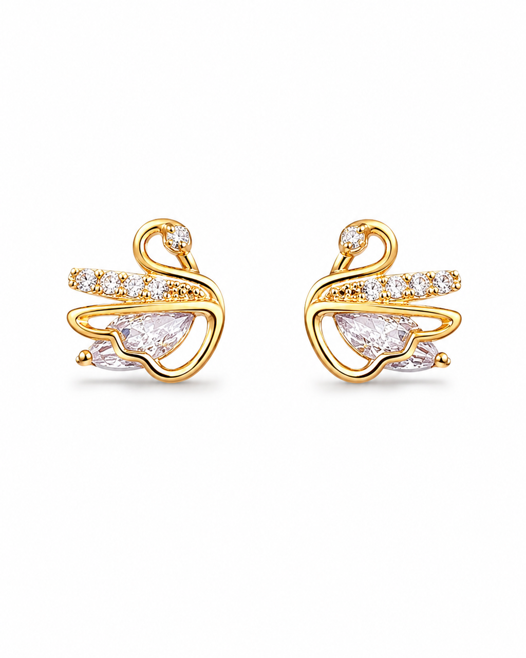 Rose Gold Swan Earrings
