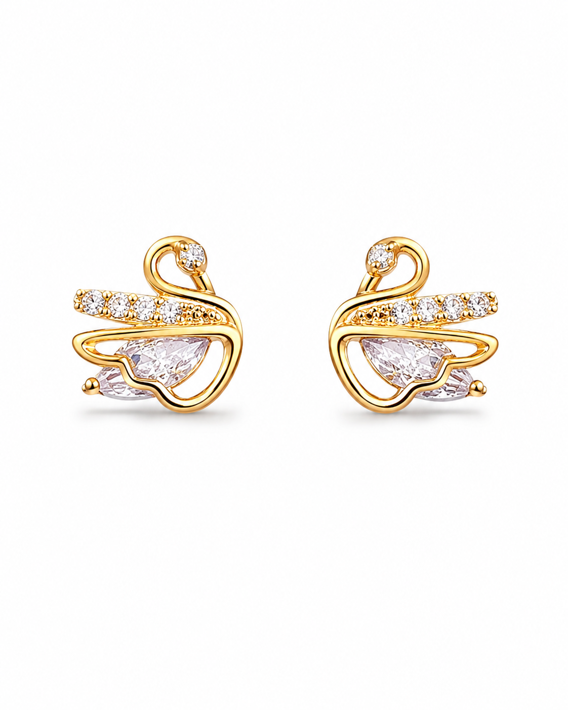 Rose Gold Swan Earrings