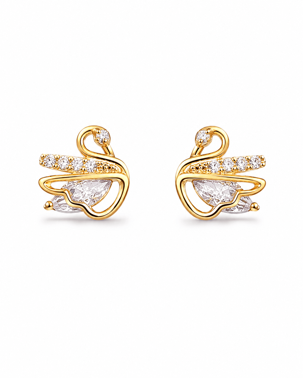 Rose Gold Swan Earrings
