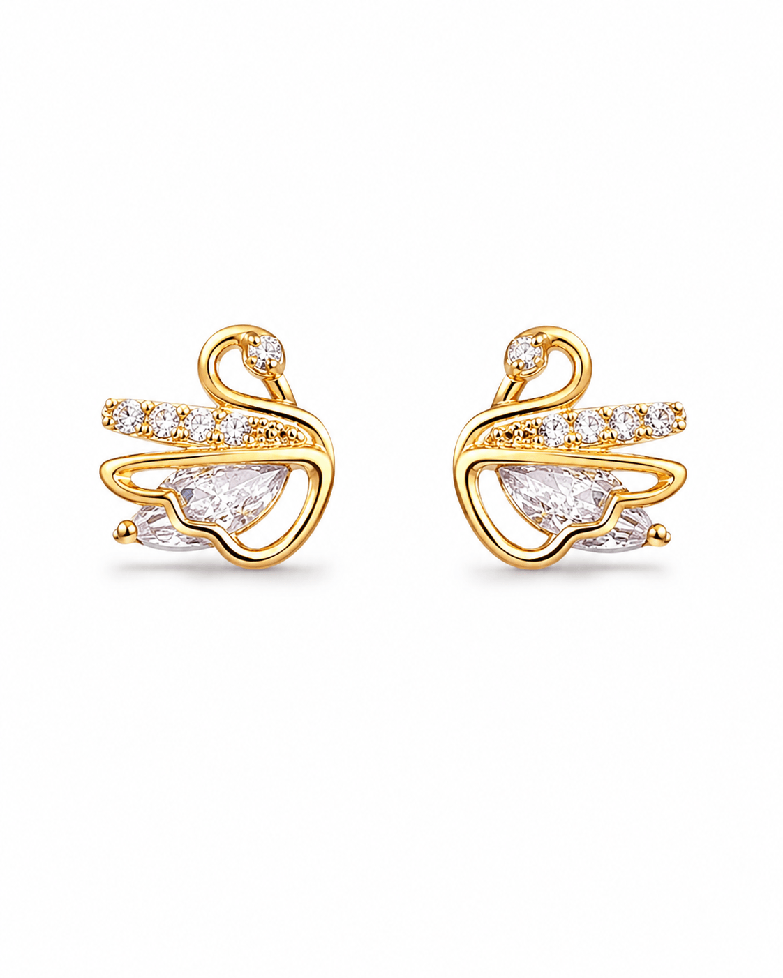 Rose Gold Swan Earrings