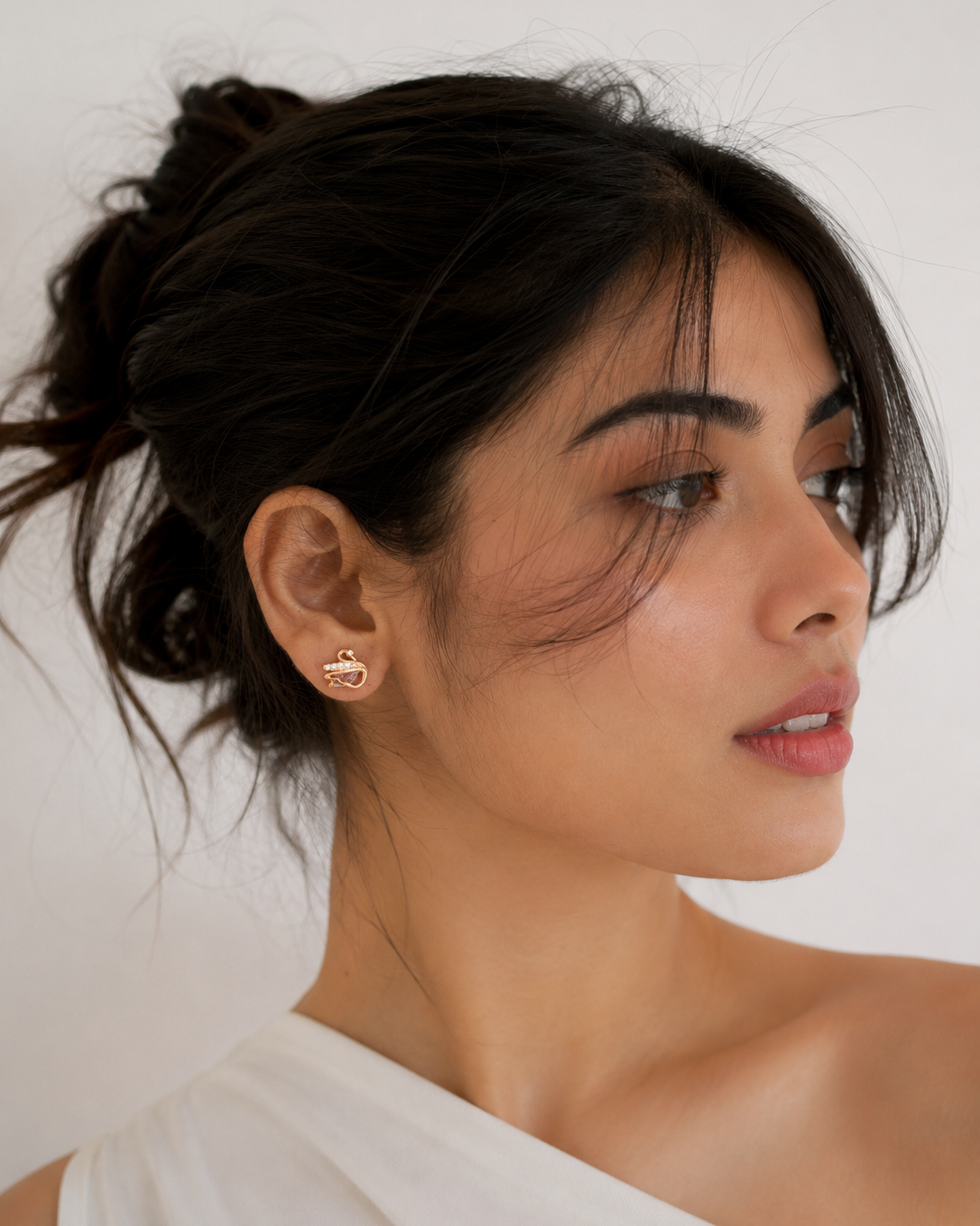 Rose Gold Swan Earrings