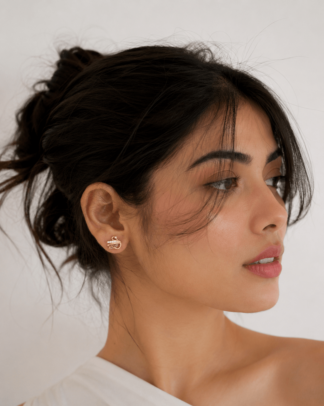 Rose Gold Swan Earrings