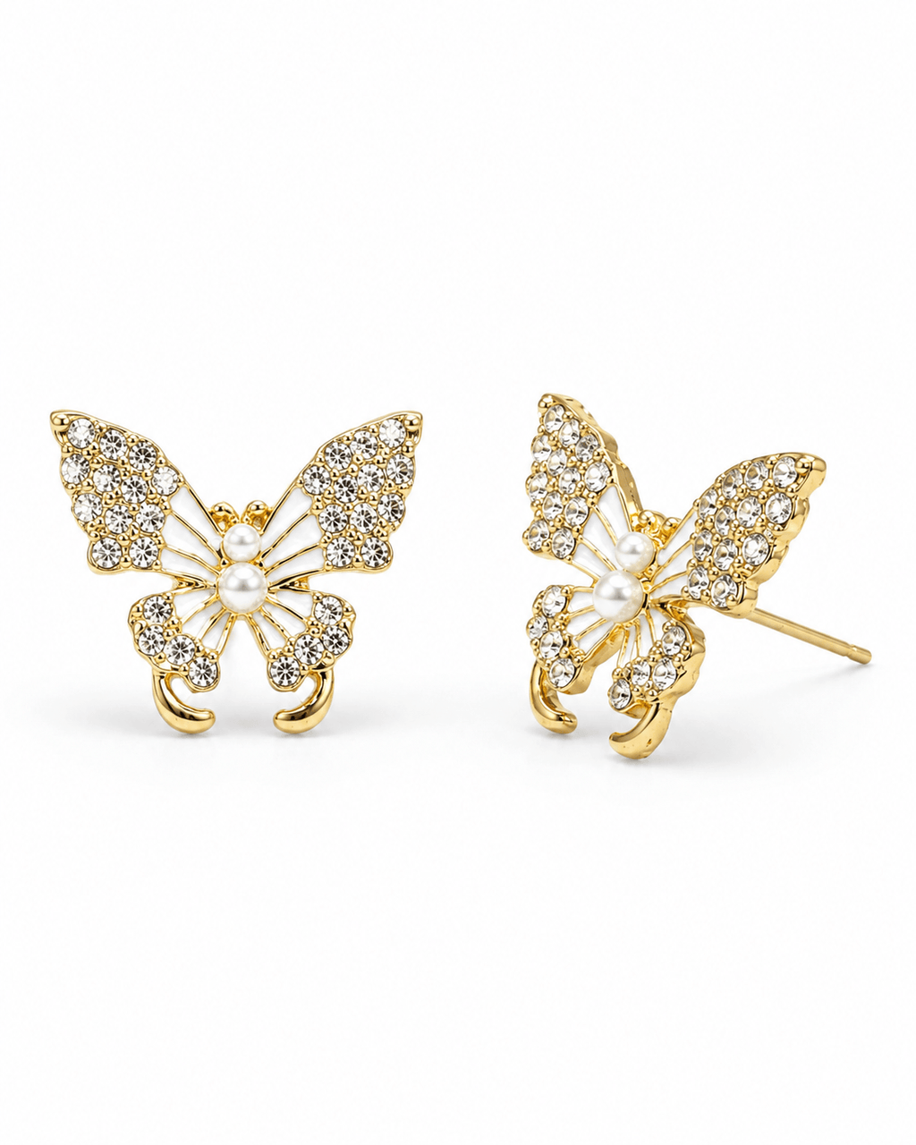 Pearl Butterfly Stud Earrings