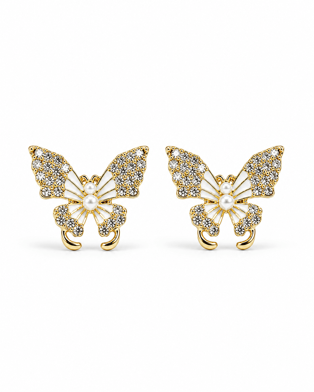 Pearl Butterfly Stud Earrings