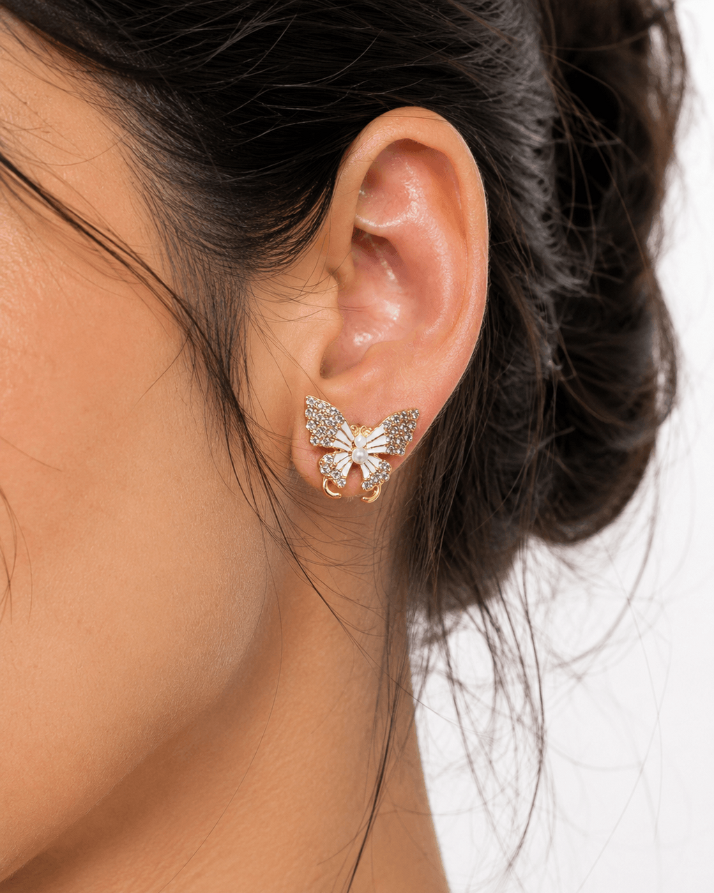 Pearl Butterfly Stud Earrings