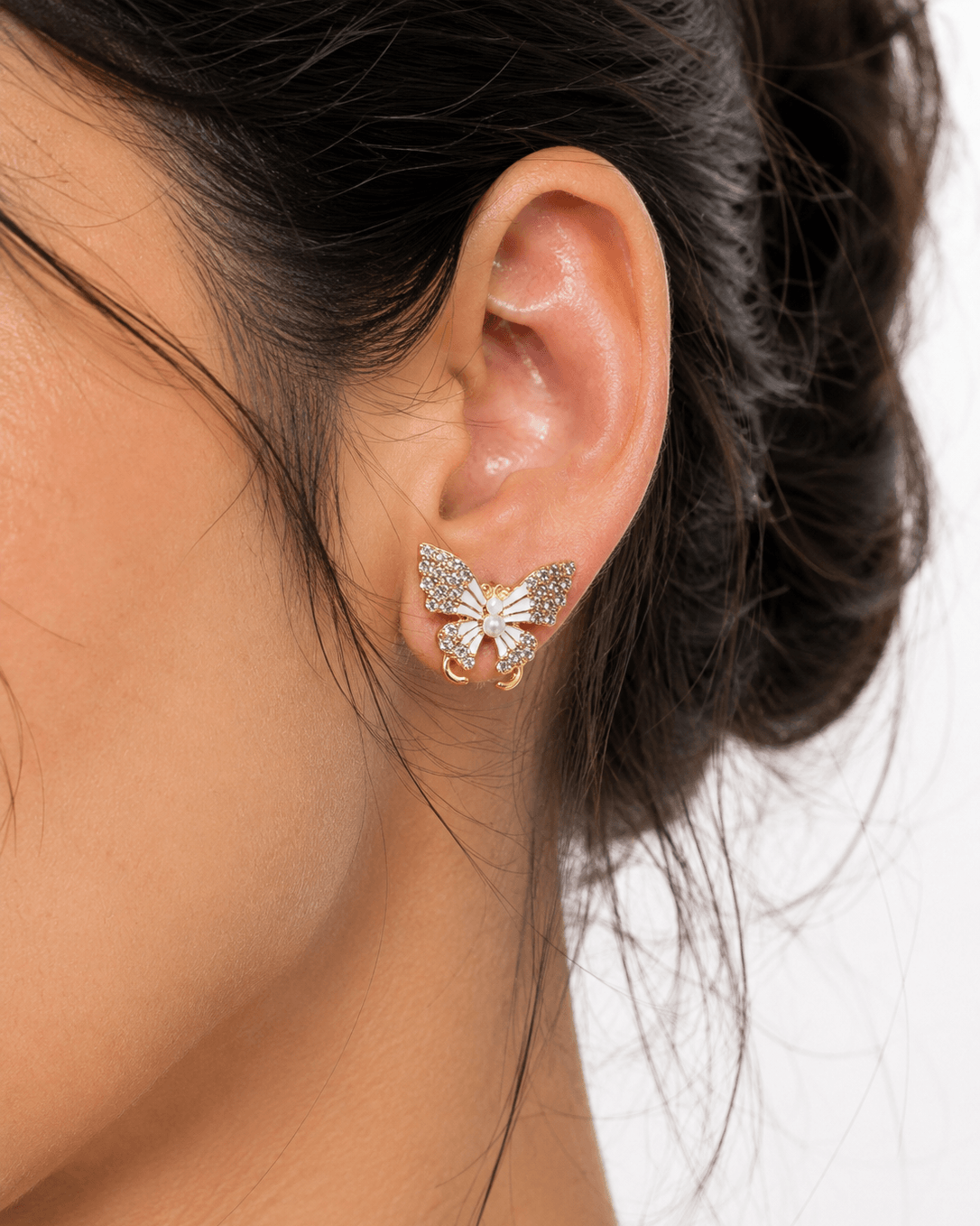 Pearl Butterfly Stud Earrings