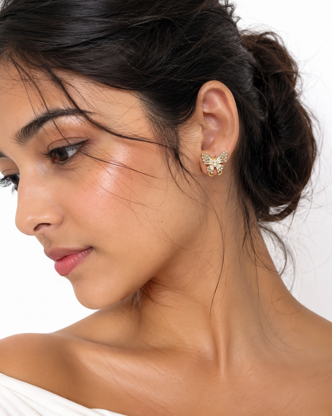 Pearl Butterfly Stud Earrings