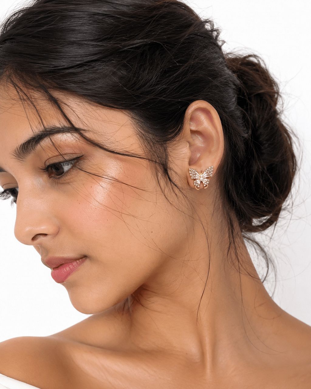 Pearl Butterfly Stud Earrings