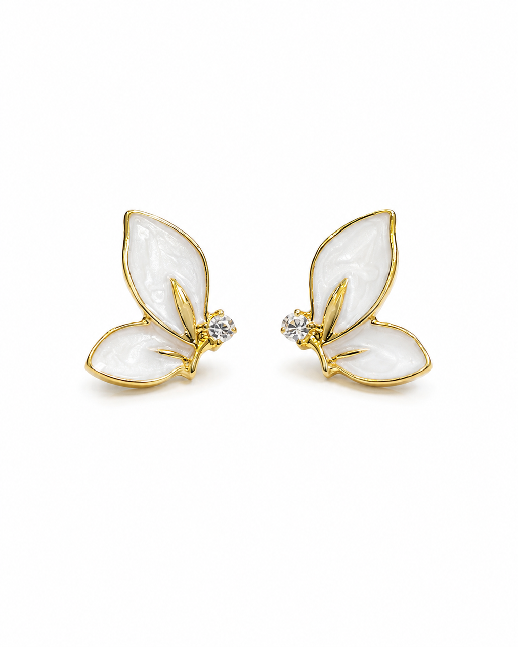 White Butterfly Stud Earrings