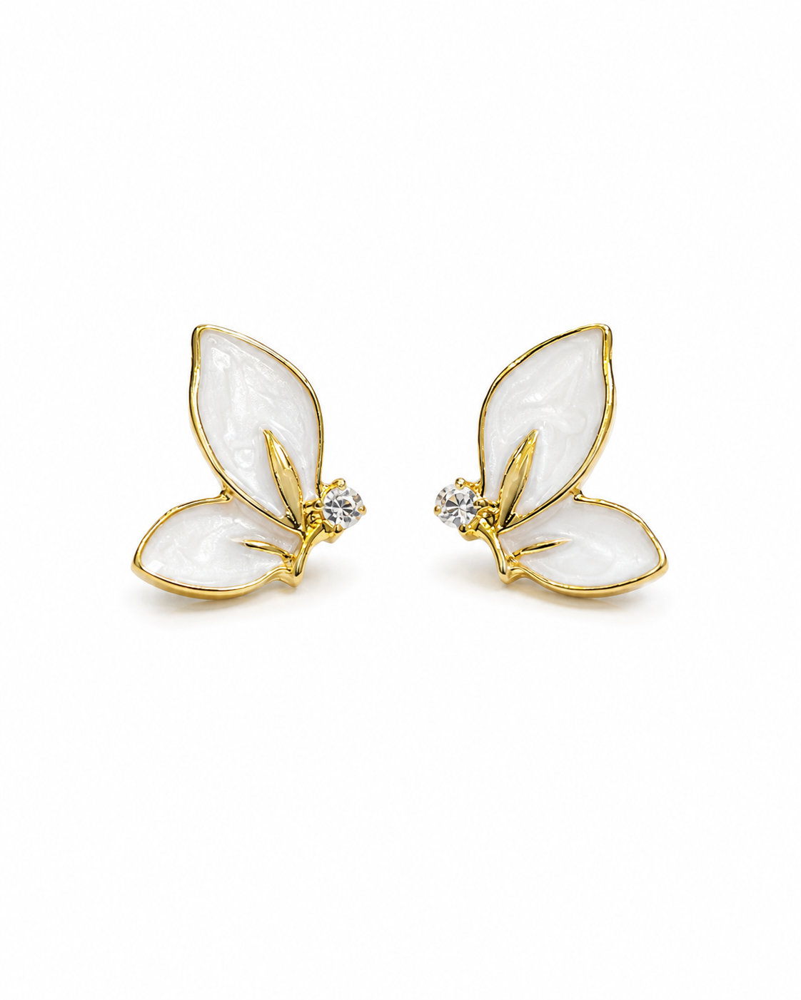 White Butterfly Stud Earrings