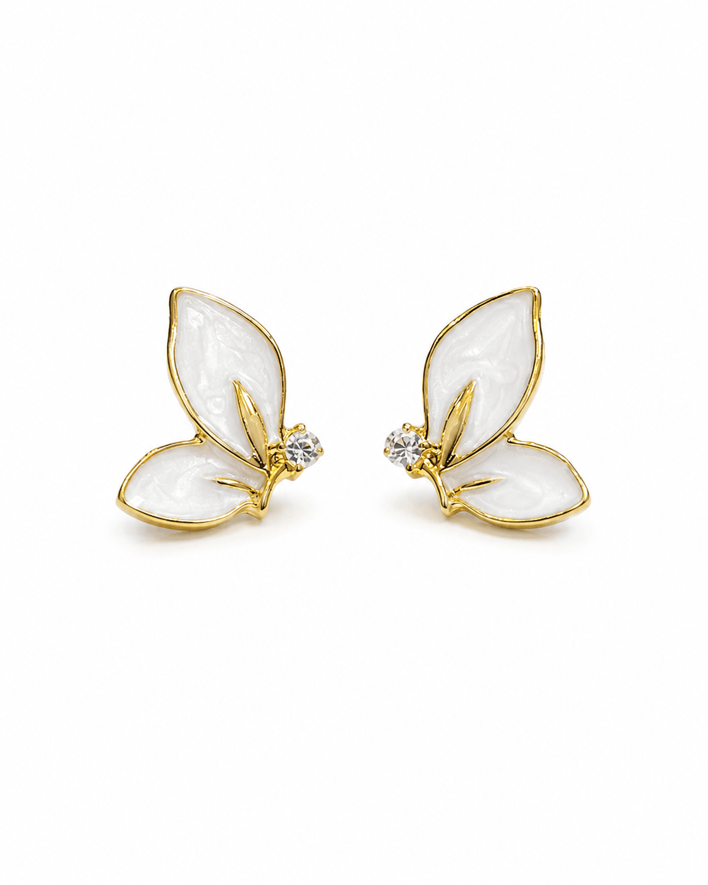 White Butterfly Stud Earrings