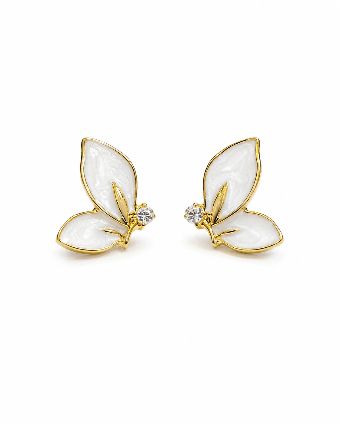 White Butterfly Stud Earrings