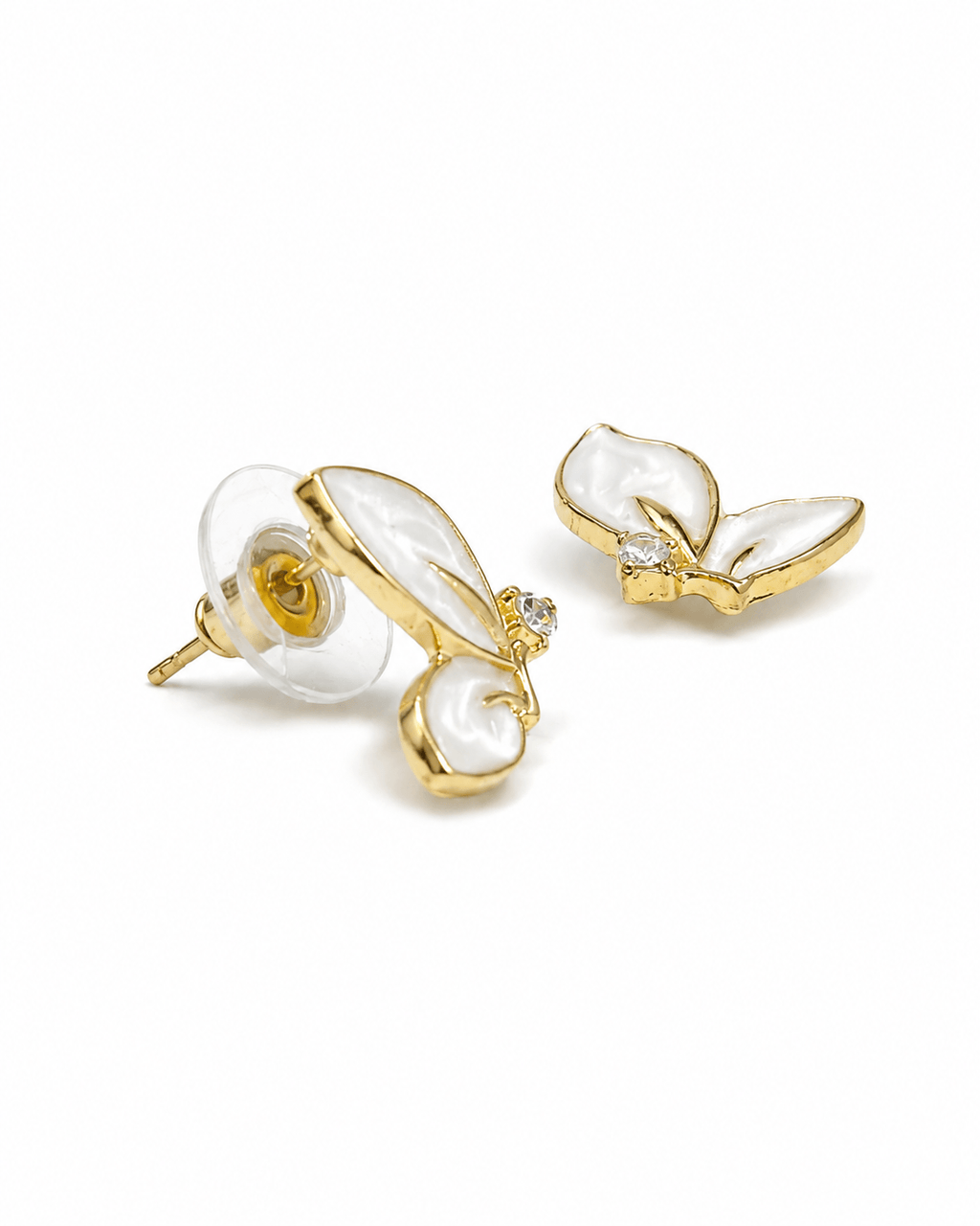 White Butterfly Stud Earrings