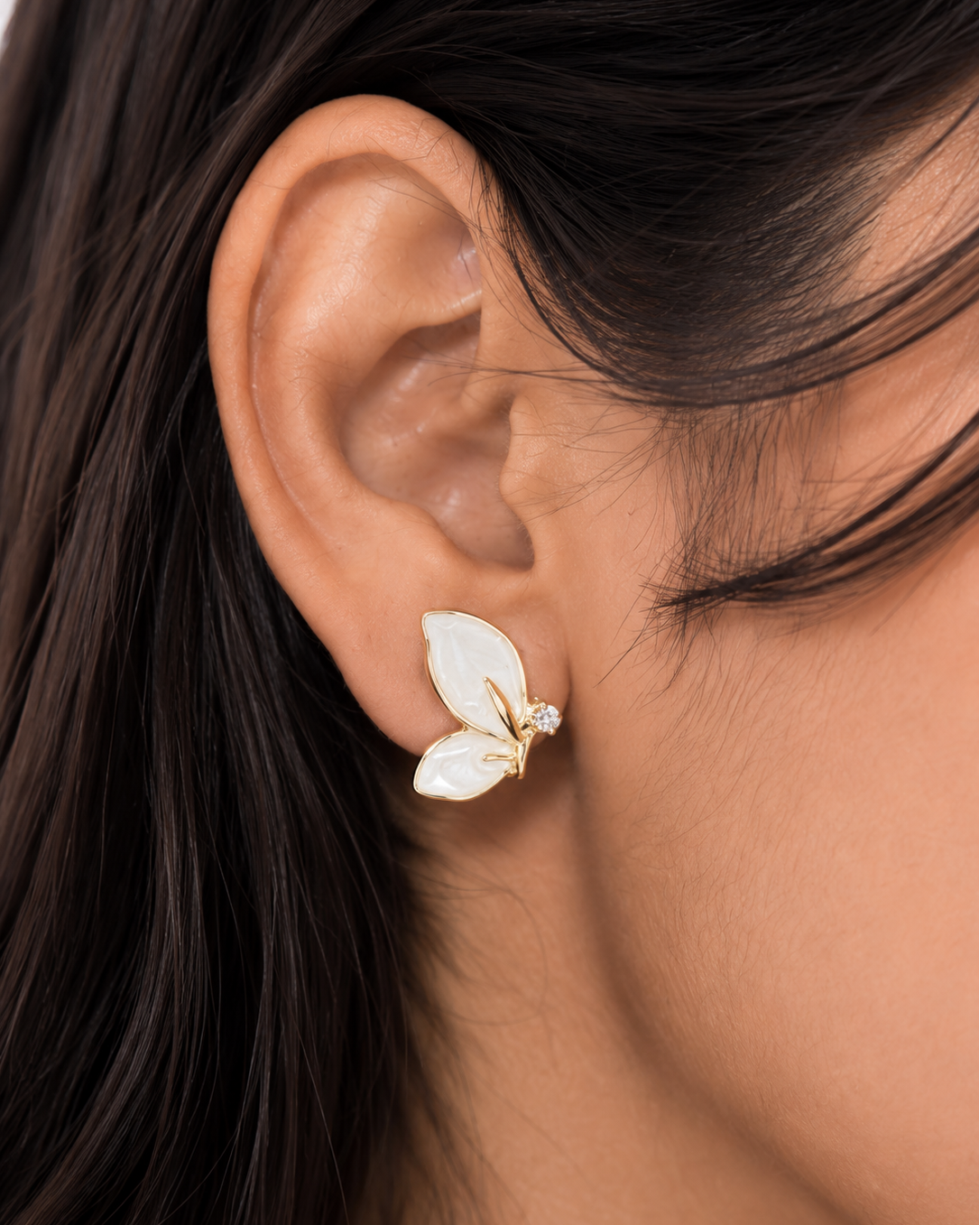 White Butterfly Stud Earrings