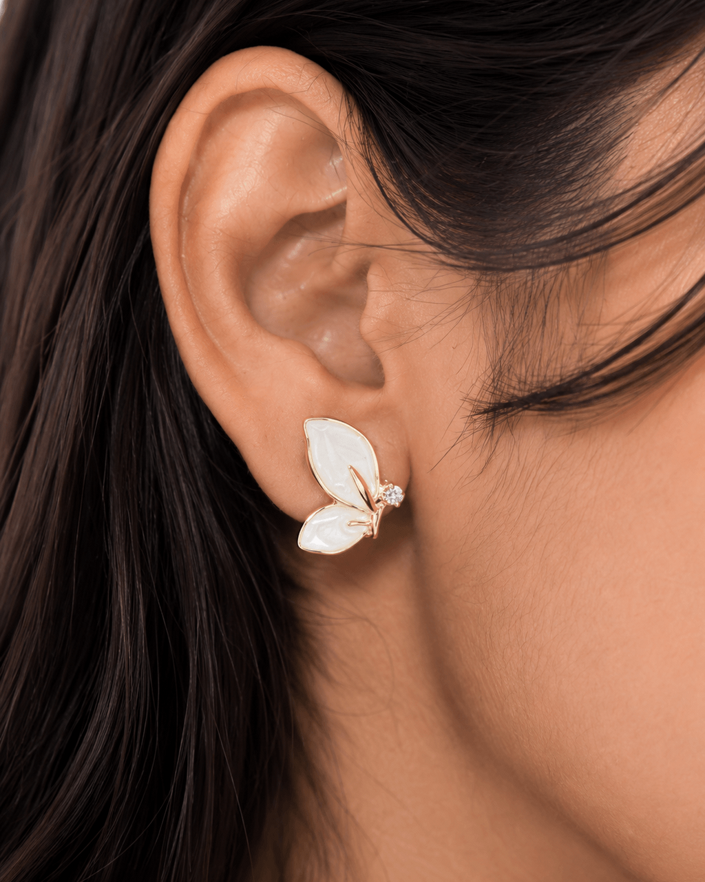 White Butterfly Stud Earrings