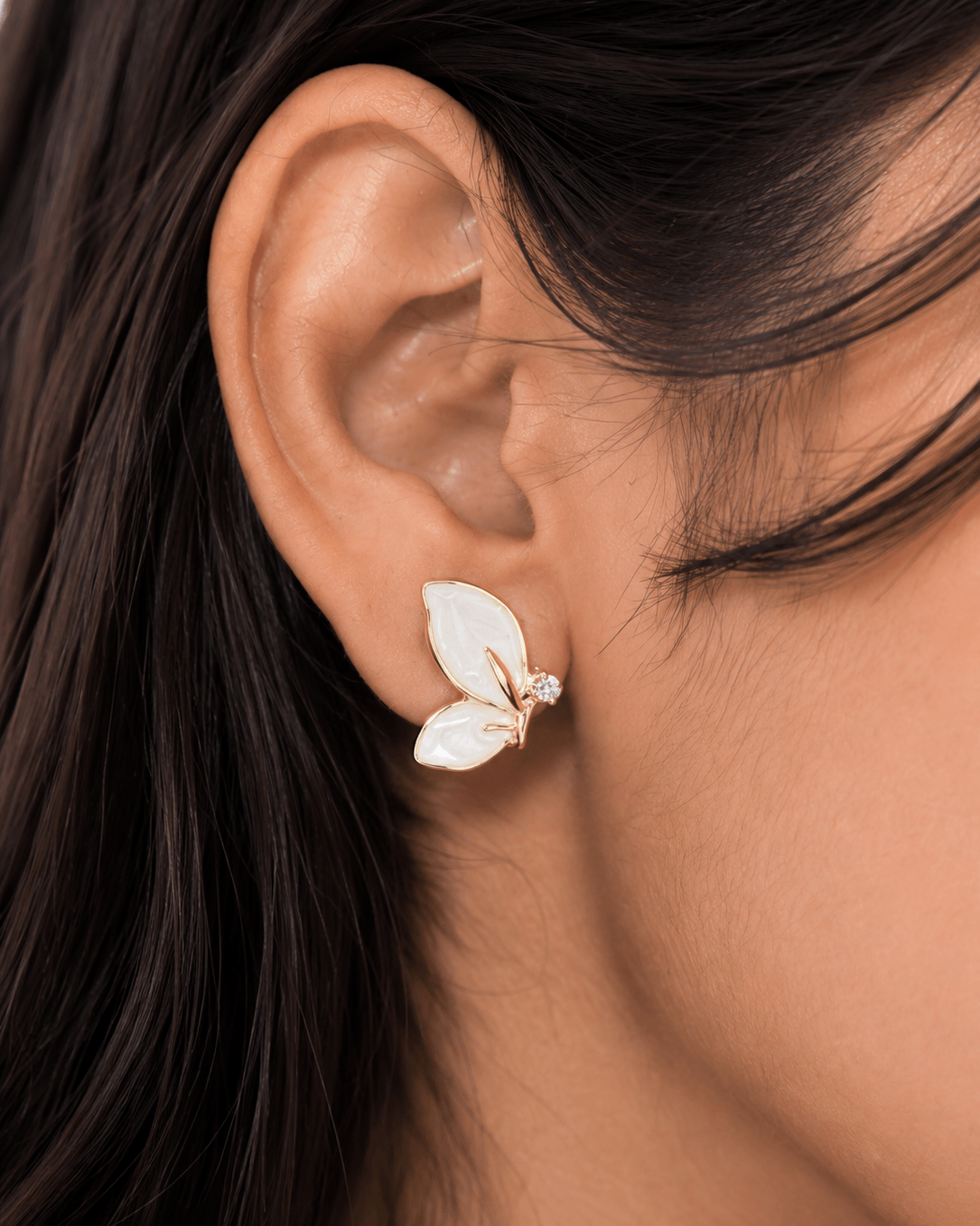 White Butterfly Stud Earrings