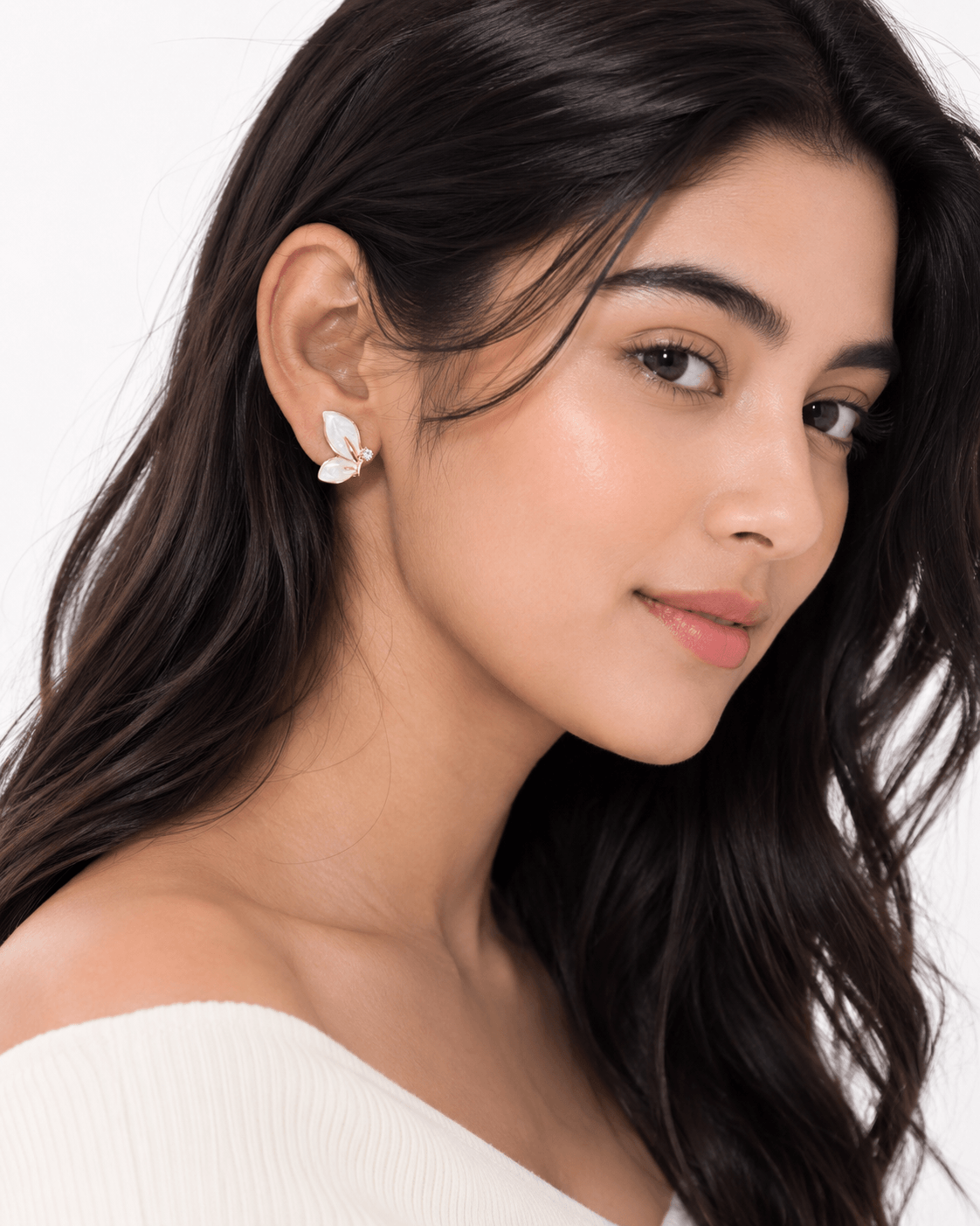 White Butterfly Stud Earrings