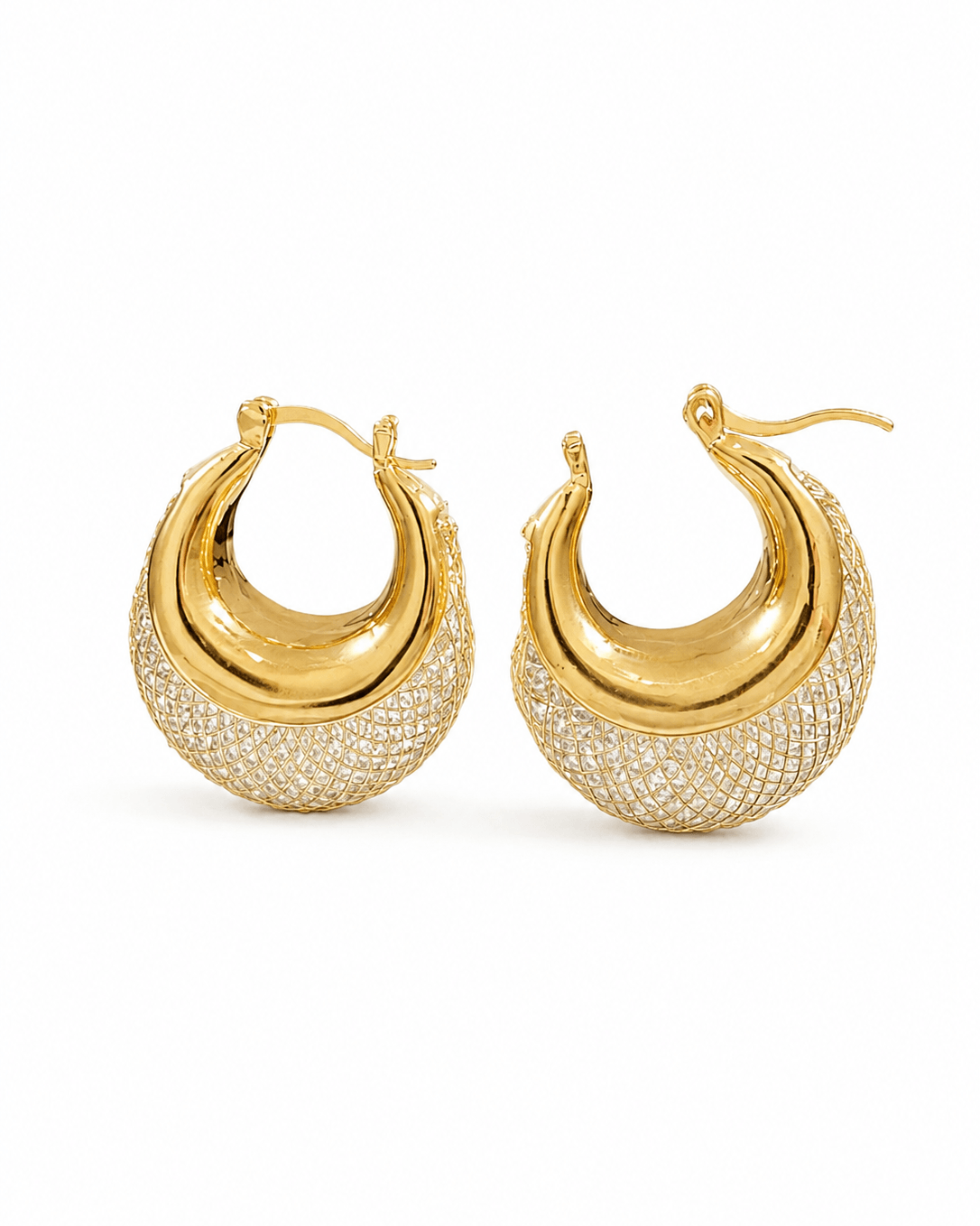 Anti-Tarnish Mesh Hoop Earrings