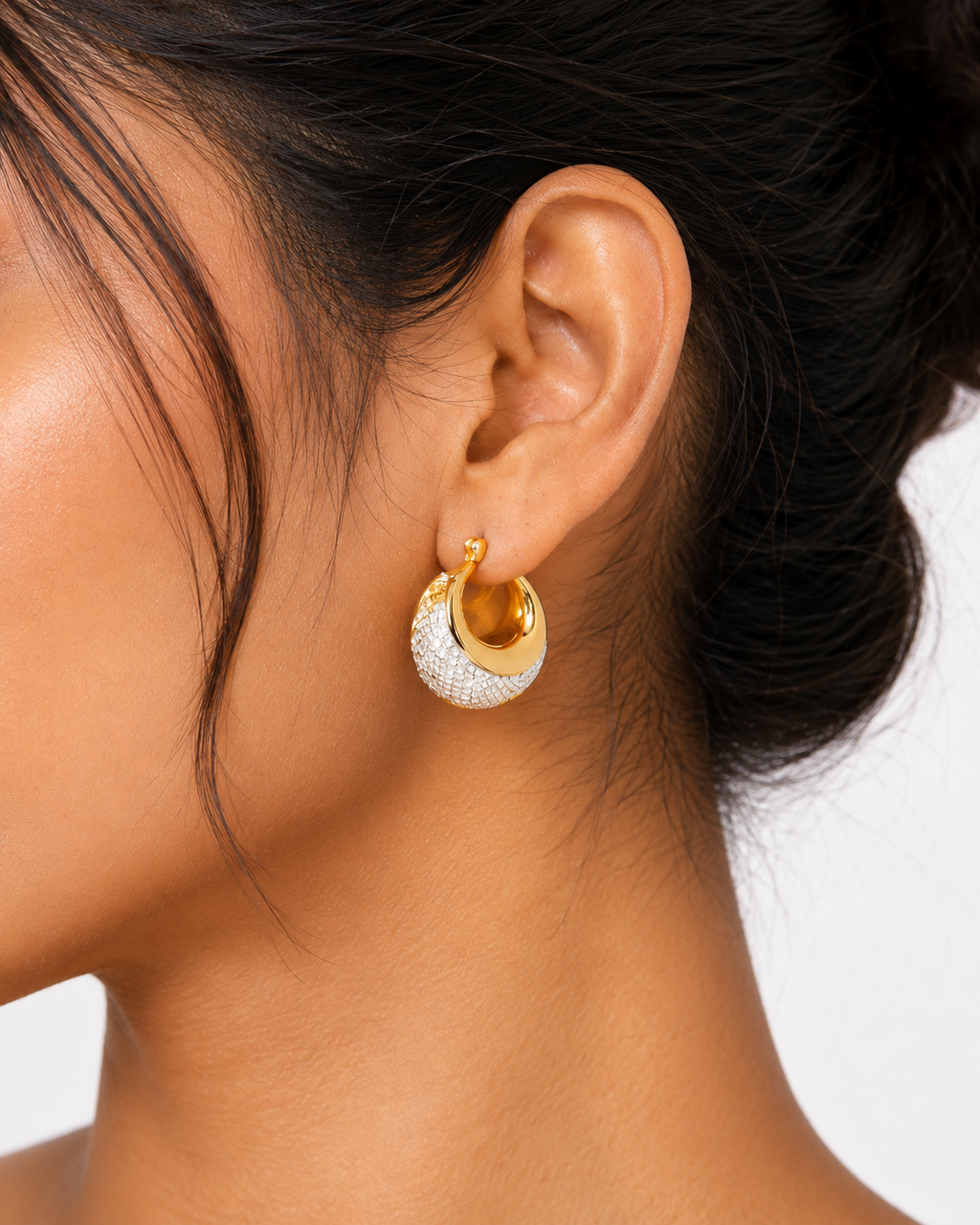 Anti-Tarnish Mesh Hoop Earrings