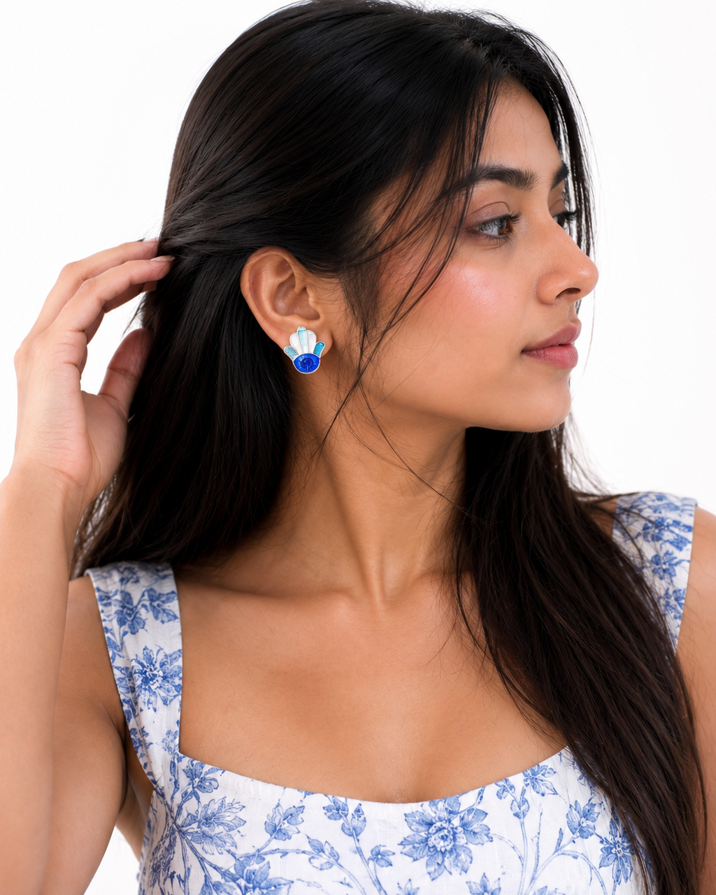 Nazar Hamsa Stud Earrings