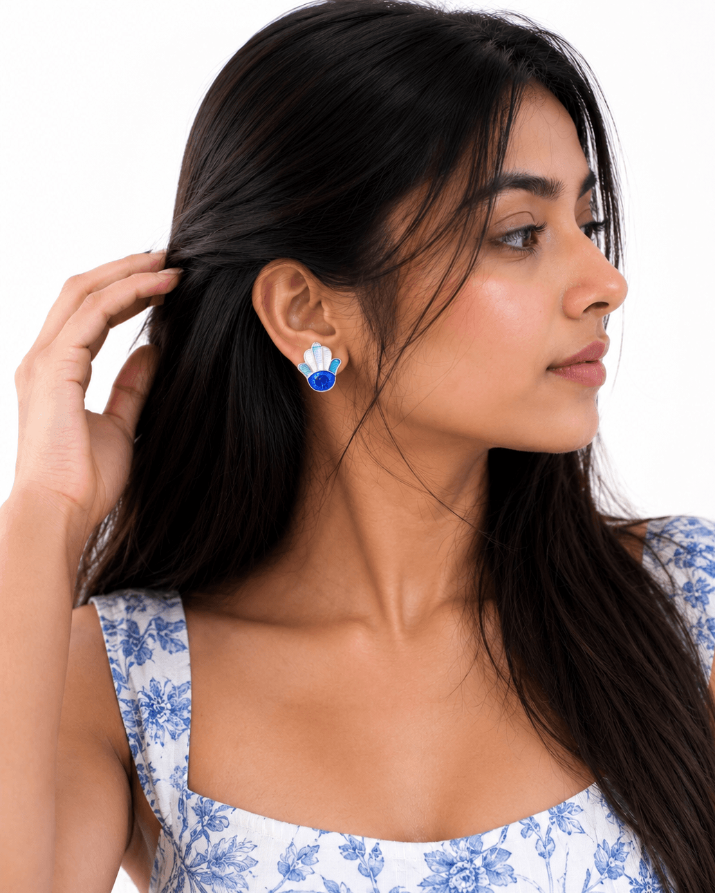 Nazar Hamsa Stud Earrings