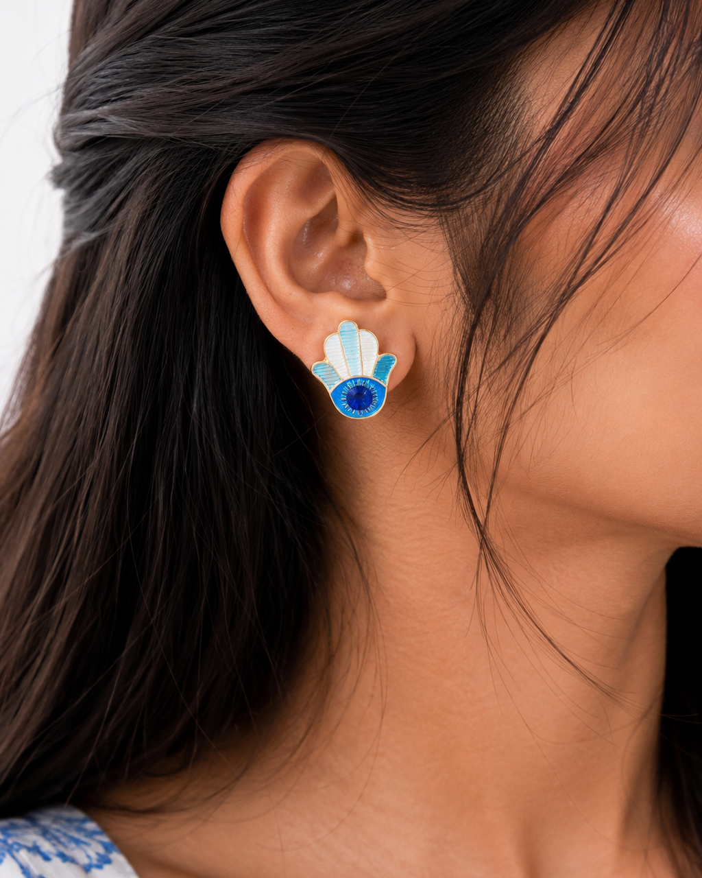 Nazar Hamsa Stud Earrings