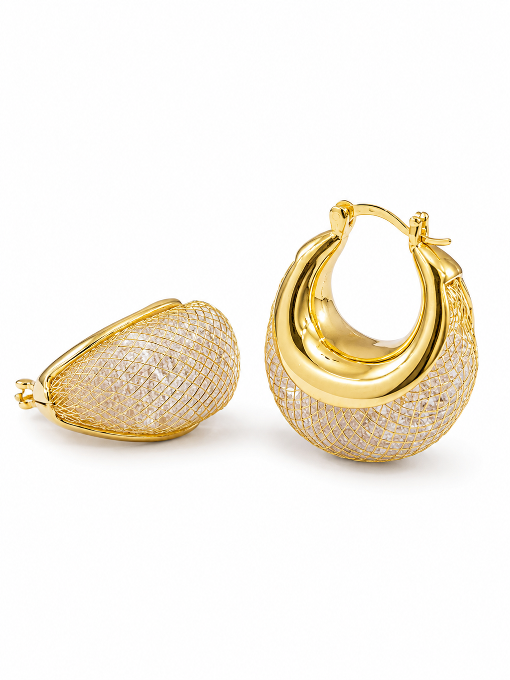 Anti-Tarnish Mesh Hoop Earrings