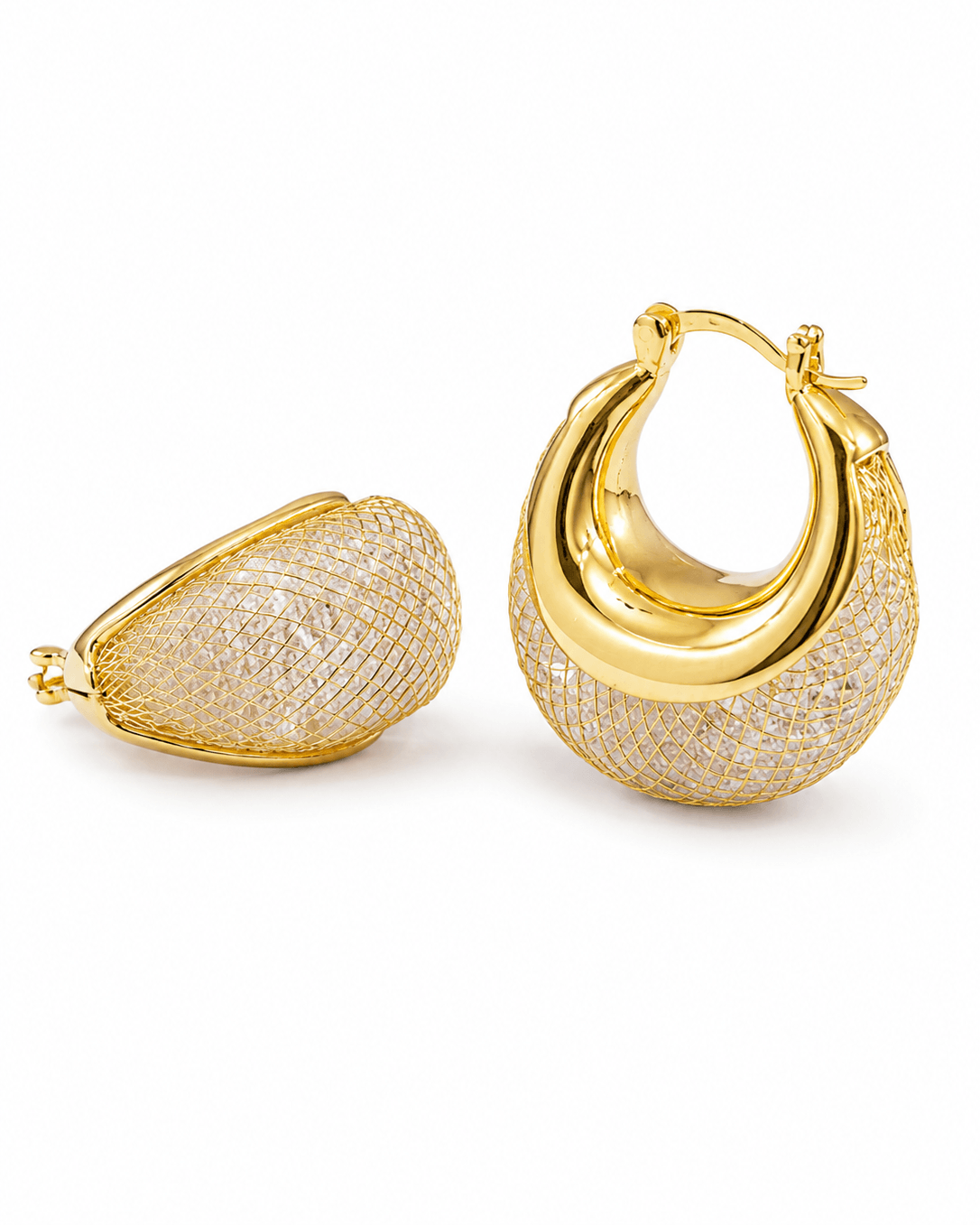 Anti-Tarnish Mesh Hoop Earrings